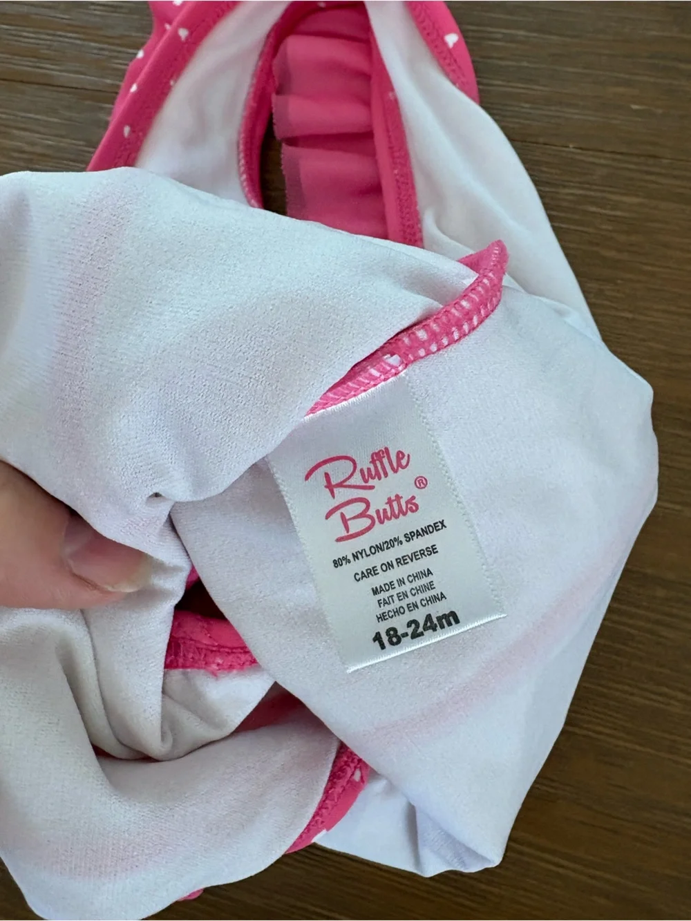 Ruffle Butts Pink and White Heart Swimsuit